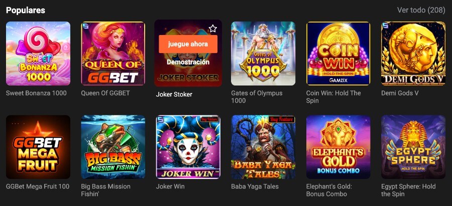 Juegos de casino GGBet