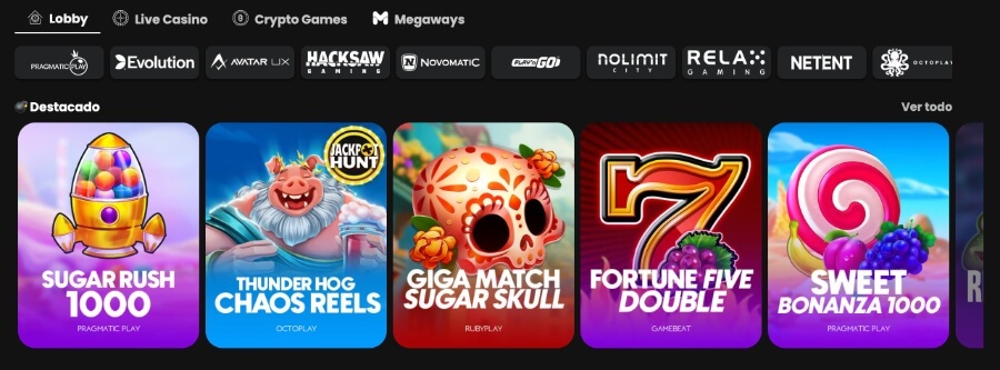 Catálogo de juegos en WSM Casino Argentina