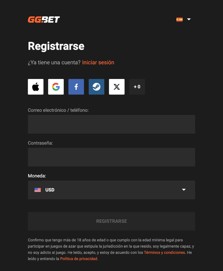 Cómo registrarse en GGBet