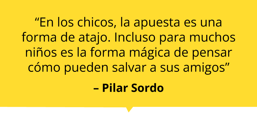 Cita Pilar Sordo sobre apuestas en los niños