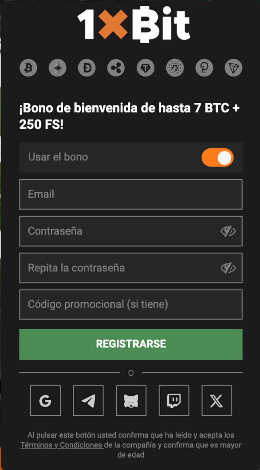 Registro 1xbit Argentina